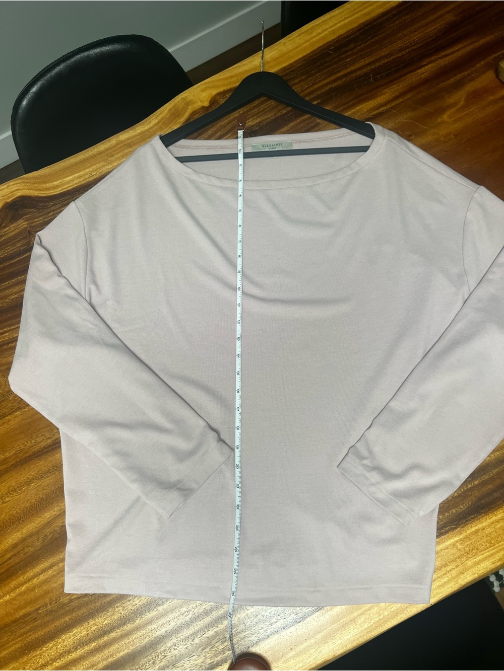 AllSaints Rita LS Tee Mauve Boatneck Relaxed Fit Long Sleeve Top - Picture 8 of 14